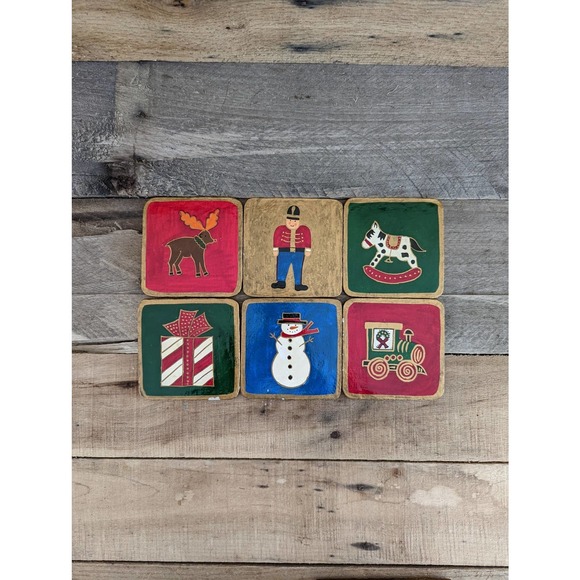 Vintage Handcrafted Christmas Coasters by Foreside Made in India - Picture 1 of 10